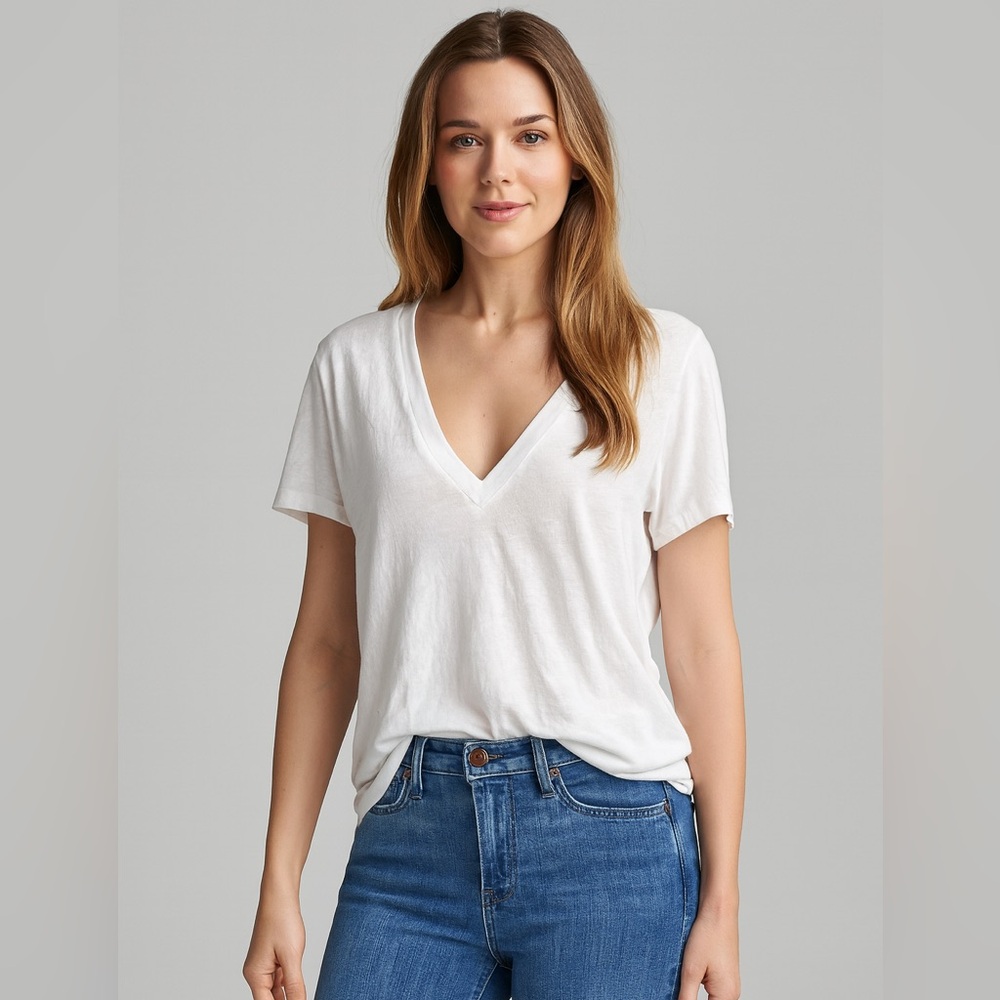 Express Linen Rayon White V-Neck Top M NWOT
